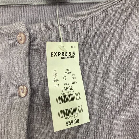 NWT Vintage Express Large Purple Gray Silk Cashmere Blend Button Cardigan - Picture 3 of 9